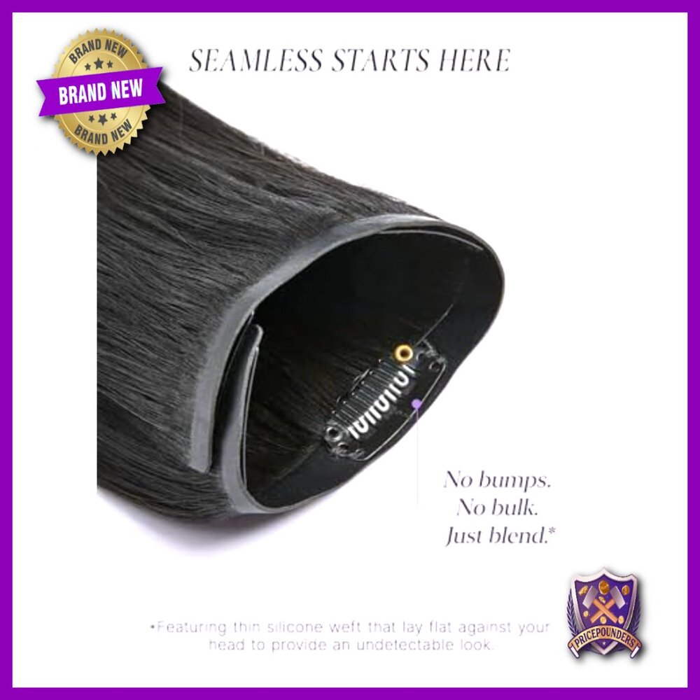 22 Inch Clip In Human Hair Extensions 2 Pack 7 Pieces Silky Straight - Picture 2 of 7